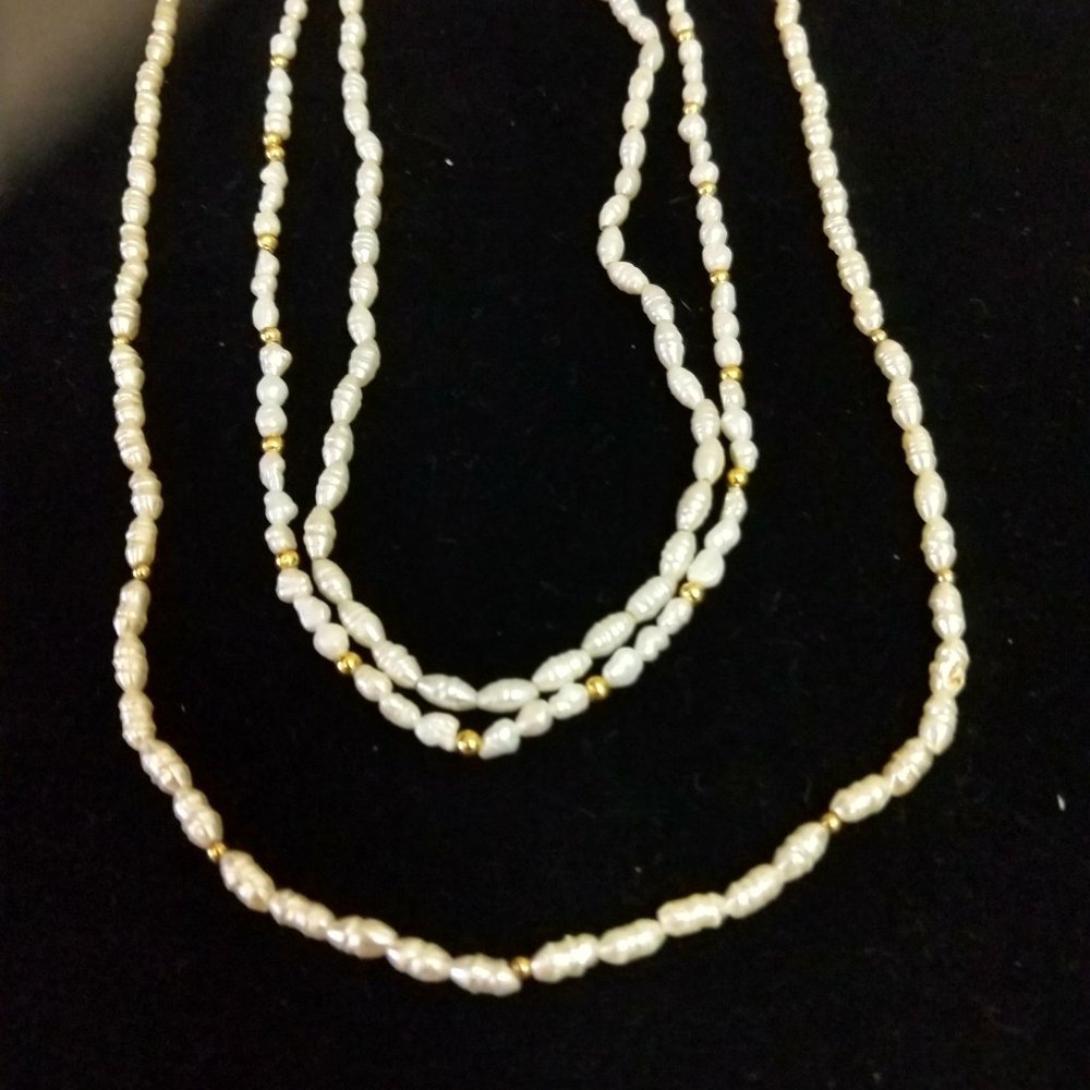 3 Strands Vintage 1980's Freshwater Pearls GF Beads 17", 19", 24"